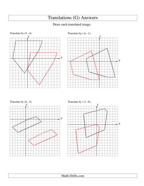 The Translation of 5 Vertices up to 6 Units (G) Math Worksheet Page 2