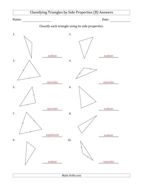 Classifying Triangles by Side Properties (Marks Included on Question ...