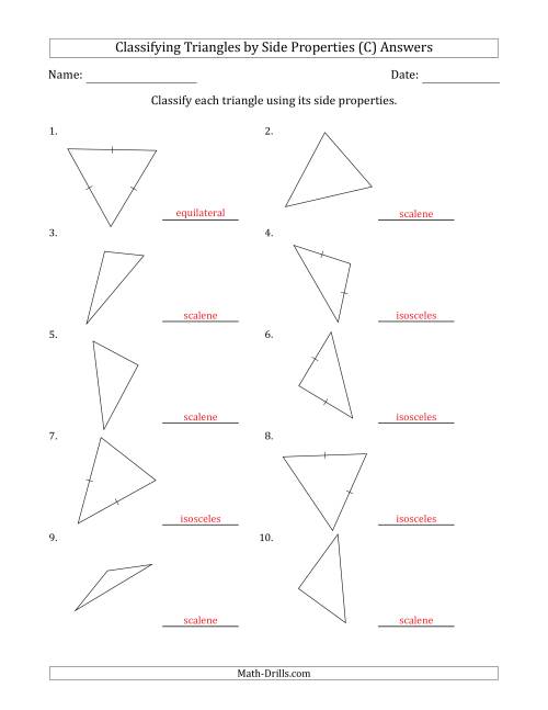 Classifying Triangles By Side Properties Marks Included On Question Page C 3896