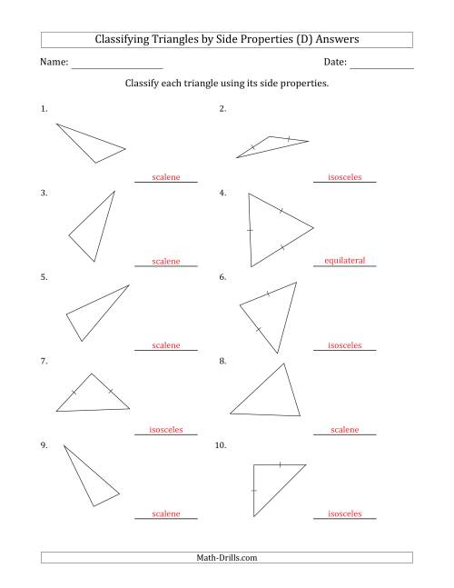 Classifying Triangles By Side Properties Marks Included On Question Page D 6948
