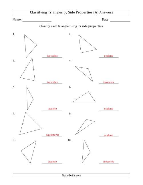 The Classifying Triangles by Side Properties (Marks Included on Question Page) (All) Math Worksheet Page 2