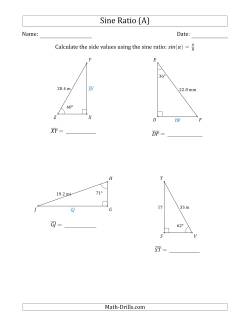 Calculating Side Values Using the Sine Ratio