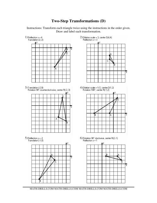 The Two-Step Transformations (Old Version) (D) Math Worksheet
