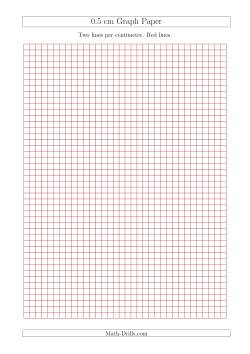 0.5 cm Graph Paper with Red Lines (A4 Size)