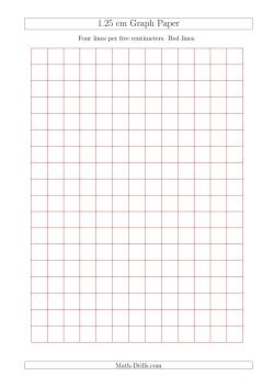 1.25 cm Graph Paper with Red Lines (A4 Size)