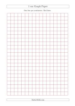 1 cm Graph Paper with Red Lines (A4 Size)