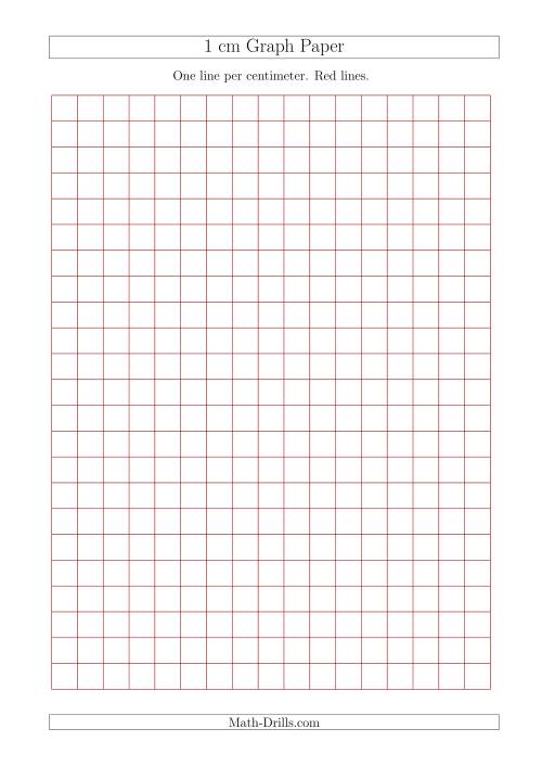 The 1 cm Graph Paper with Red Lines (A4 Size) Math Worksheet