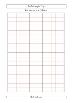 1/2 Inch Graph Paper with Red Lines (A4 Size)