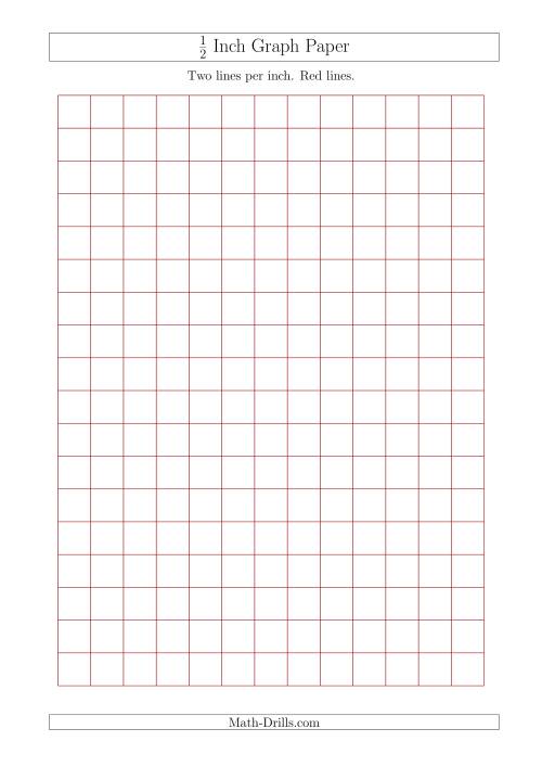 The 1/2 Inch Graph Paper with Red Lines (A4 Size) Math Worksheet