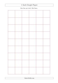 1 Inch Graph Paper with Red Lines (A4 Size)