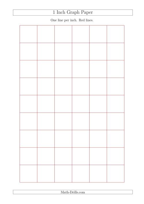 The 1 Inch Graph Paper with Red Lines (A4 Size) Math Worksheet