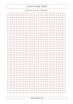 1/4 Inch Graph Paper with Red Lines (A4 Size)