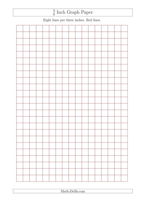 The 3/8 Inch Graph Paper with Red Lines (A4 Size) Math Worksheet