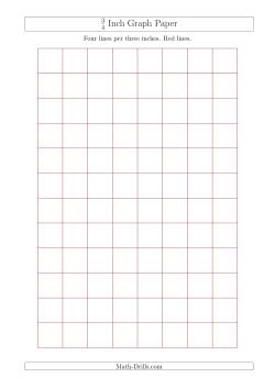 3/4 Inch Graph Paper with Red Lines (A4 Size)