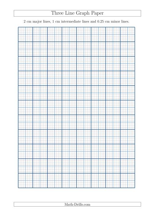 The Three Line Graph Paper with 2 cm Major Lines, 1 cm Intermediate Lines and 0.25 cm Minor Lines (A4 Size) (A) Math Worksheet