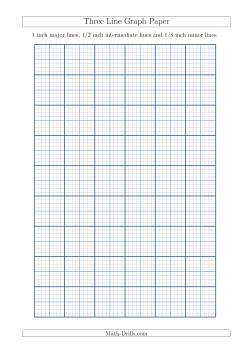 Three Line Graph Paper with 1 inch Major Lines, 1/2 inch Intermediate Lines and 1/8 inch Minor Lines (A4 Size)