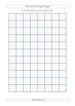 Two Line Graph Paper with 2 cm Major Lines and 0.5 cm Minor Lines (A4 Size)