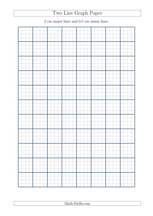 The Two Line Graph Paper with 2 cm Major Lines and 0.5 cm Minor Lines (A4 Size) (A) Math Worksheet