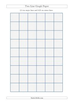 Two Line Graph Paper with 2.5 cm Major Lines and 0.25 cm Minor Lines (A4 Size)