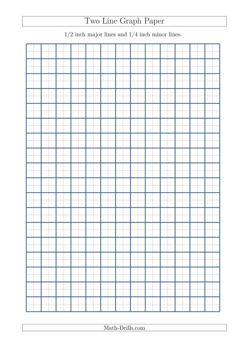 The Two Line Graph Paper with 1/2 inch Major Lines and 1/4 inch Minor Lines (A4 Size) (A) Math Worksheet