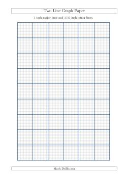 Two Line Graph Paper with 1 inch Major Lines and 1/10 inch Minor Lines (A4 Size)