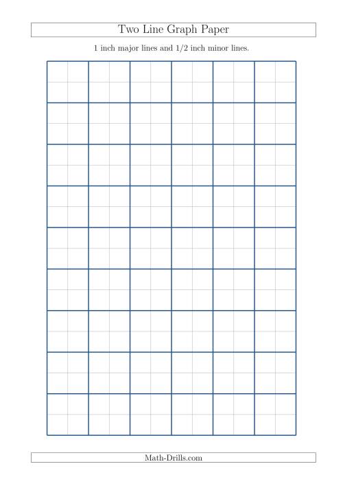 The Two Line Graph Paper with 1 inch Major Lines and 1/2 inch Minor Lines (A4 Size) (A) Math Worksheet
