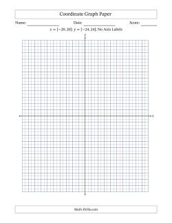 Four Quadrant Coordinate Graph Paper <i>x</i> = [-20,20]; <i>y</i> = [-24,24] (No Axis Labels)