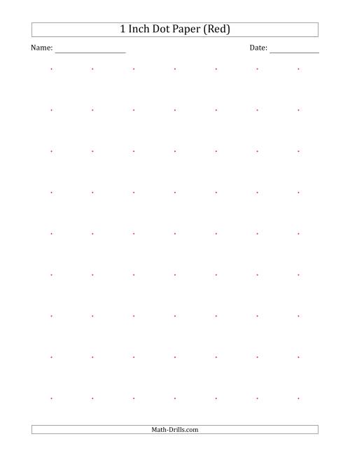 The 1 Inch Dot Paper (Red) Math Worksheet