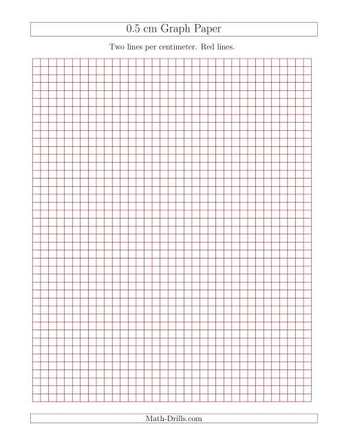 The 0.5 cm Graph Paper with Red Lines Math Worksheet