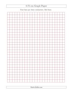 0.75 cm Graph Paper with Red Lines