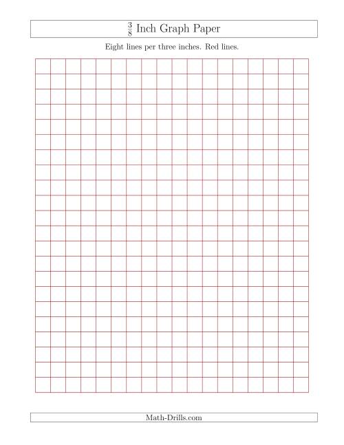 The 3/8 Inch Graph Paper with Red Lines Math Worksheet