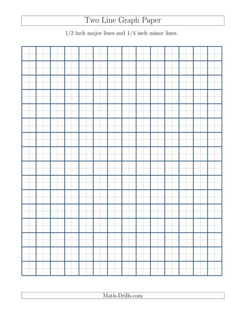 The Two Line Graph Paper with 1/2 inch Major Lines and 1/4 inch Minor Lines (A) Math Worksheet
