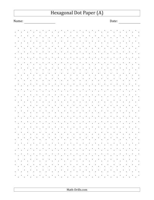 The 0.5 cm Hexagonal Dot Paper Math Worksheet