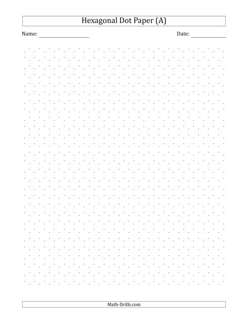 The 0.5 cm Hexagonal Dot Paper Math Worksheet