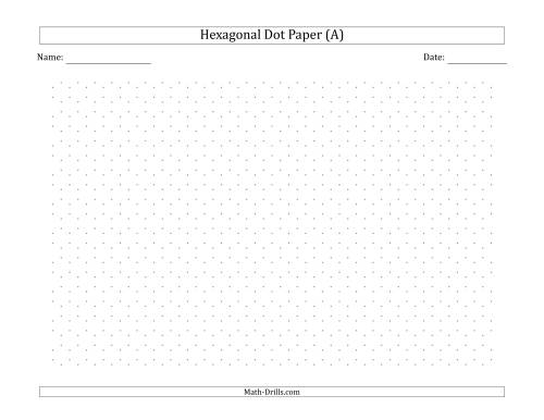 The 0.5 cm Hexagonal Dot Paper (Landscape) Math Worksheet