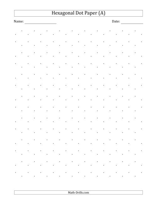 The 1 cm Hexagonal Dot Paper Math Worksheet