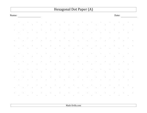 The 1 cm Hexagonal Dot Paper (Landscape) Math Worksheet