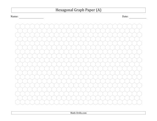 The 0.5 cm Hexagonal Graph Paper (Landscape) Math Worksheet