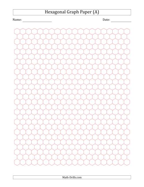 The 0.5 cm Hexagonal Graph Paper Math Worksheet