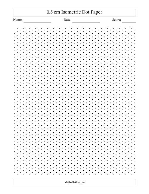 The 0.5 cm Isometric Dot Paper Math Worksheet