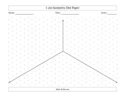 1 cm Isometric Dot Paper With Axes (Gray Dots; Landscape; One-Octant)