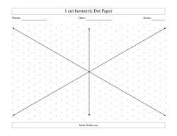 1 cm Isometric Dot Paper With Axes (Gray Dots; Landscape; Eight-Octant)