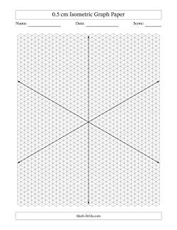 0.5 cm Isometric Graph Paper With Axes (Gray Lines; Eight-Octant)