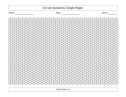 0.5 cm Isometric Graph Paper (Black Lines; Landscape)