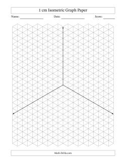1 cm Isometric Graph Paper With Axes (Gray Lines; One-Octant)