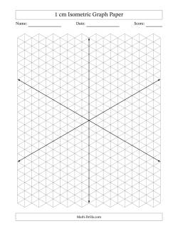 1 cm Isometric Graph Paper With Axes (Gray Lines; Eight-Octant)