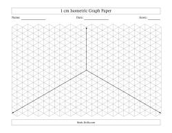 1 cm Isometric Graph Paper With Axes (Gray Lines; Landscape; One-Octant)