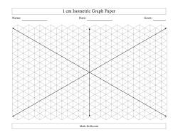 1 cm Isometric Graph Paper With Axes (Gray Lines; Landscape; Eight-Octant)
