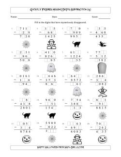 Ghostly Figures Missing Digits Subtraction (Harder Version)