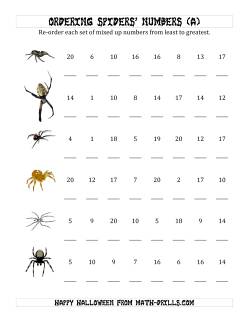 Ordering Halloween Spiders' Number Sets to 20